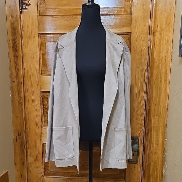 Grace And Emma Tan Classic Lapel Blazer with Relaxed Fit L - Picture 3 of 4